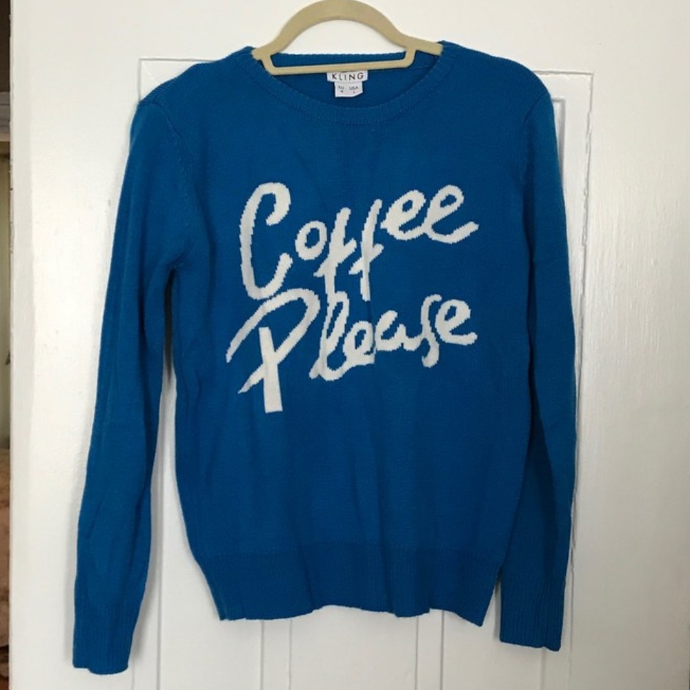 KLING Coffee Please Blue Long-Sleeved Sweater - Picture 5 of 5